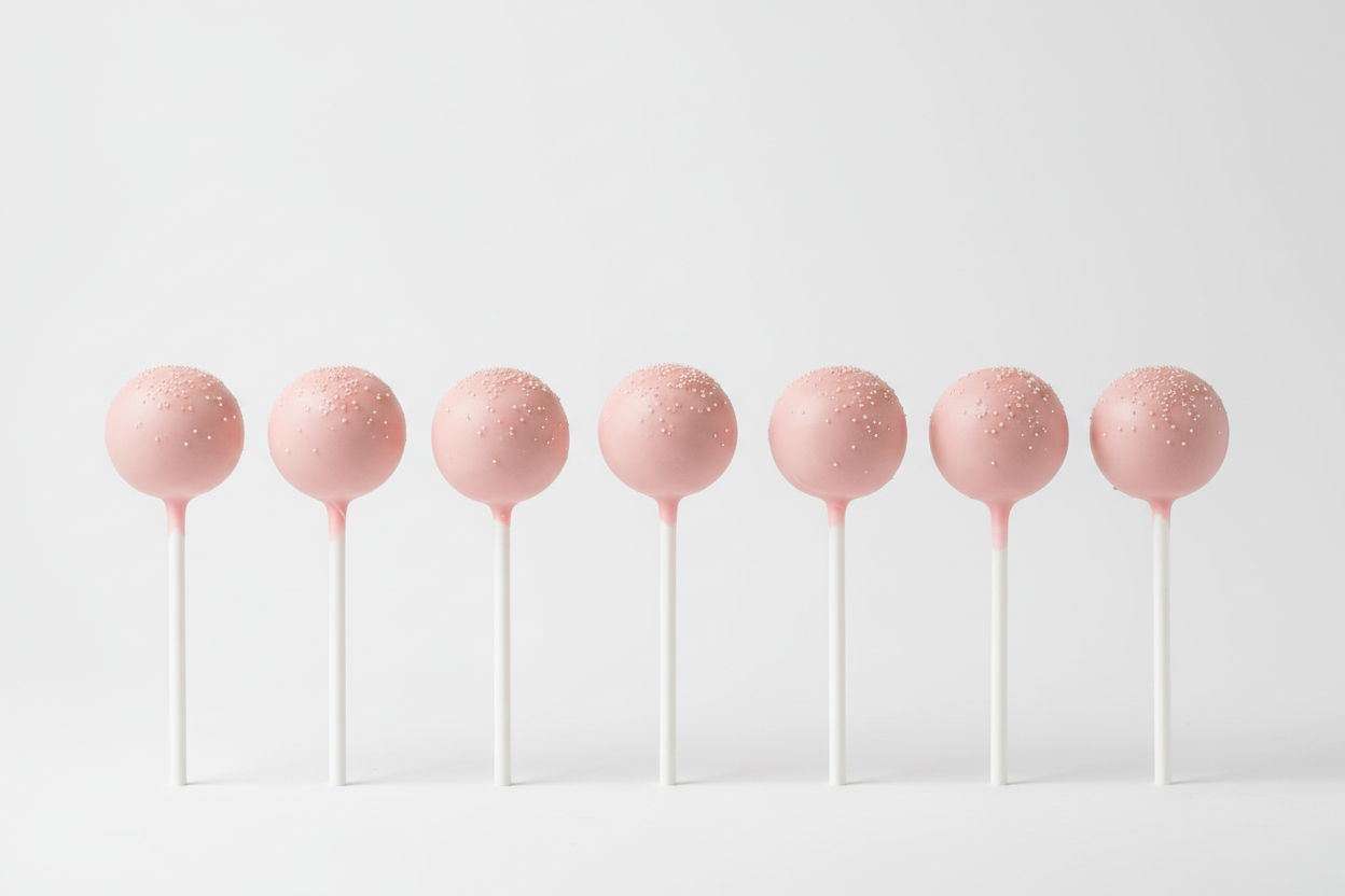 Pink Cake Pops in a Row